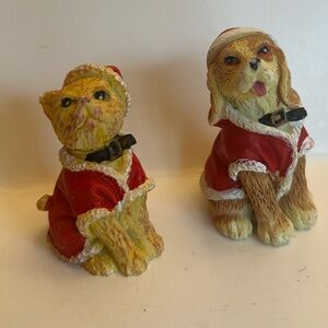 Vintage Humane Society of the United States Christmas Dog/Cat Figurines 2.25” T